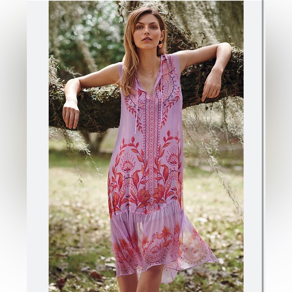 Anthropologie Floreat Wisteria Silk Dress
